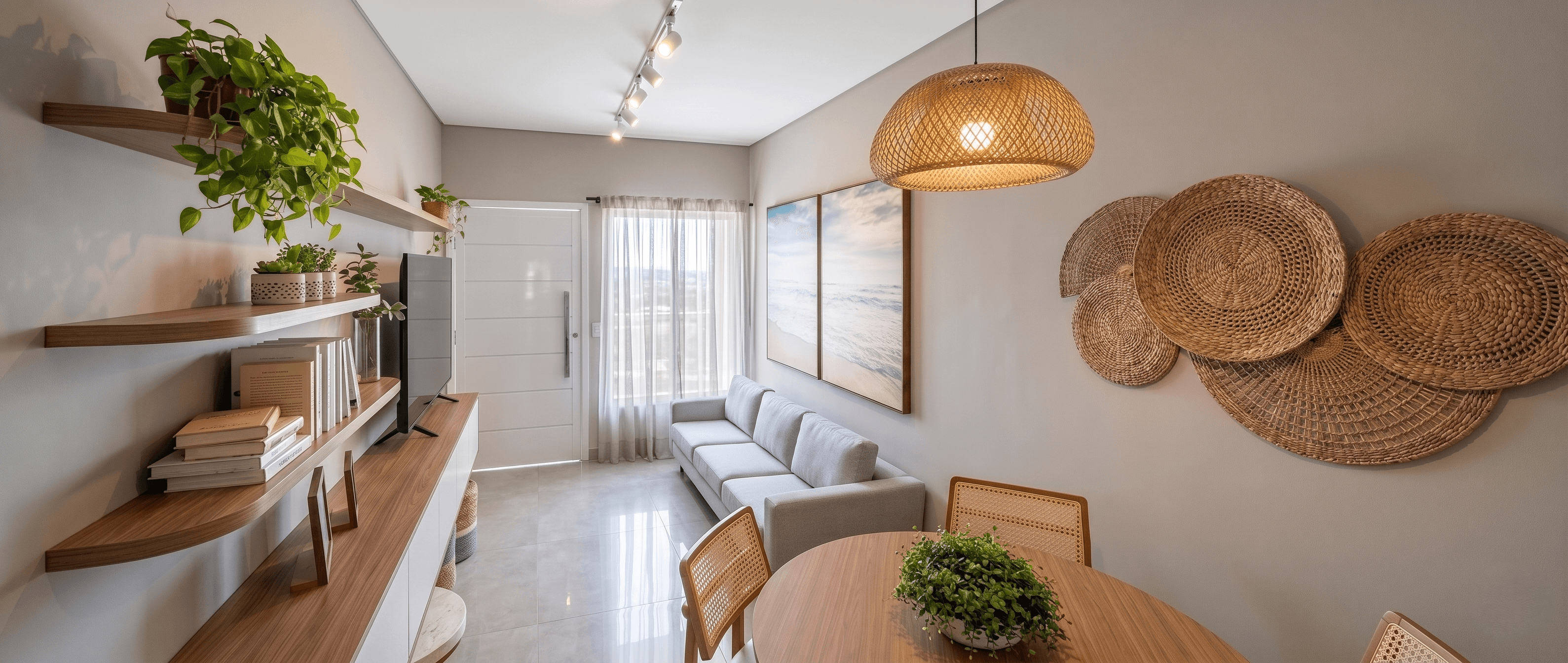 Sala de estar do Residencial Albatroz com acabamento de médio padrão
